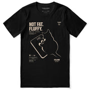 Fluffy Cat T-Shirt in black — front flat lay