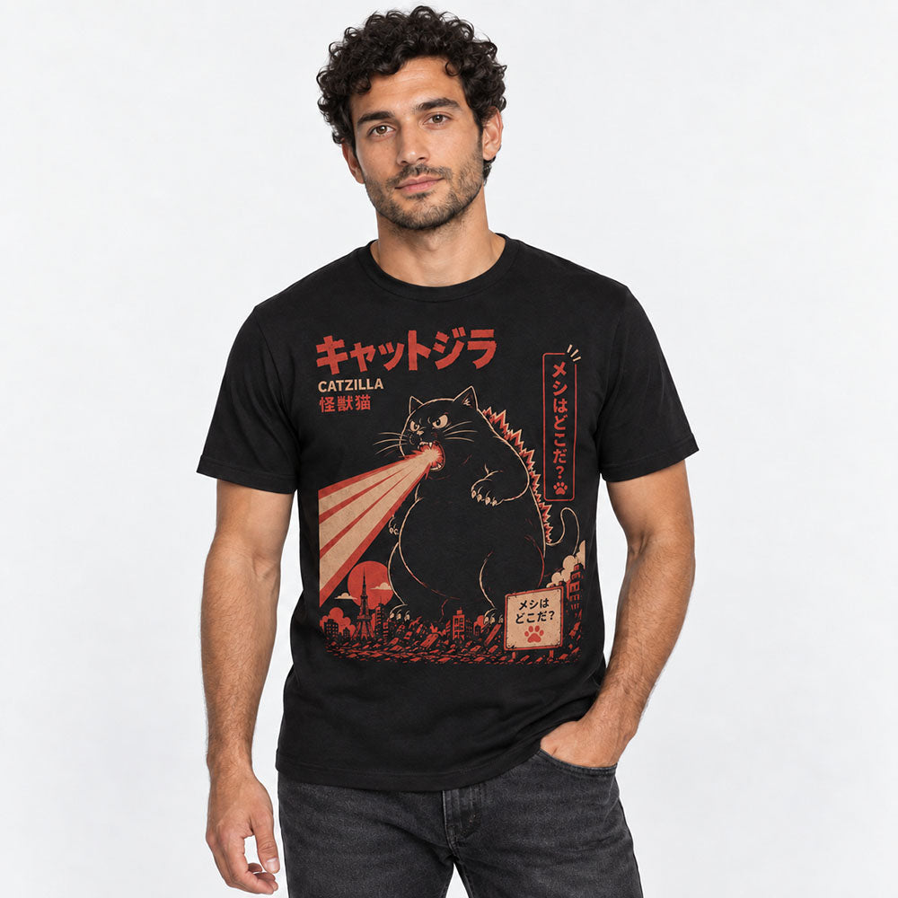 Hungry Rampage Cat T-Shirt — approved male lifestyle, black T-shirt