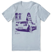 Midnight Queen Runners Car T-Shirt — Light Blue flat lay, approved placement