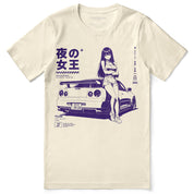Midnight Queen Runners Car T-Shirt — Natural flat lay, approved placement