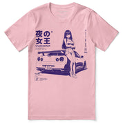 Midnight Queen Runners Car T-Shirt — Pink flat lay, approved placement