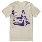 Midnight Queen Runners Car T-Shirt — Soft Cream flat lay, approved placement
