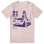 Midnight Queen Runners Car T-Shirt — Soft Pink flat lay, approved placement