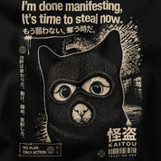 Midnight Thief Cat T-Shirt — Closeup