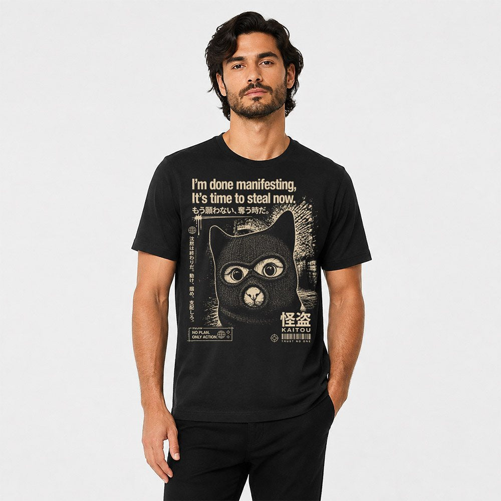 Midnight Thief Cat T-Shirt — male Lifestyle