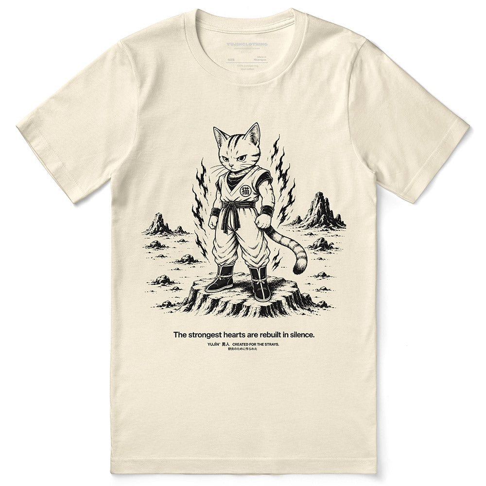 Rebuilt in Silence Cat T-Shirt in Natural - front flat lay