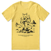 Rebuilt in Silence Cat T-Shirt in Yellow - front flat lay