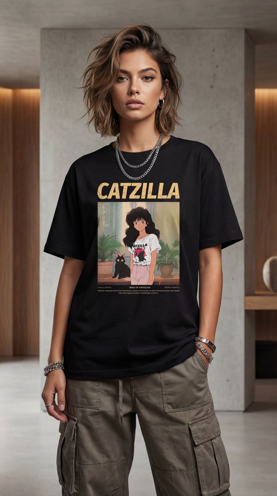 Catzilla And Girl T-Shirt