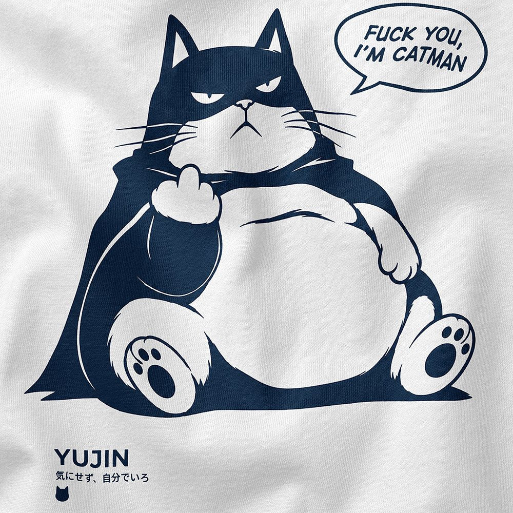 Unbothered Catman Cat T-Shirt — Closeup