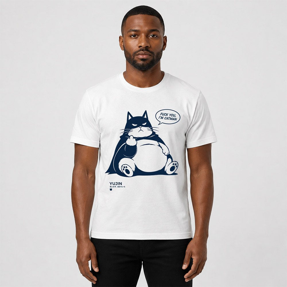 Unbothered Catman Cat T-Shirt — male Lifestyle