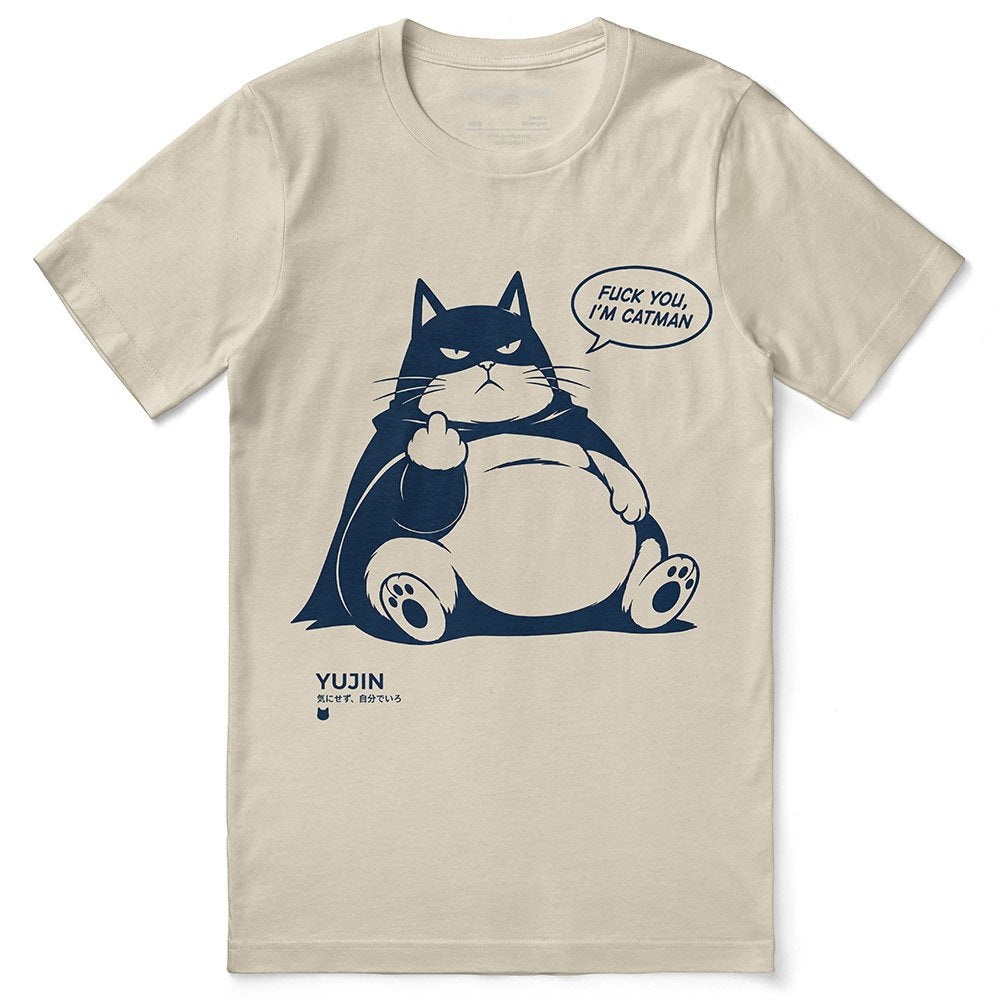 Unbothered Catman Cat T-Shirt — Soft Cream Flat Lay
