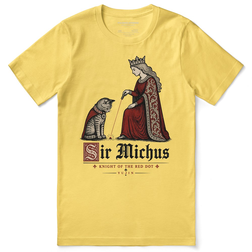 Sir Michus Cat T-Shirt flat lay in Yellow