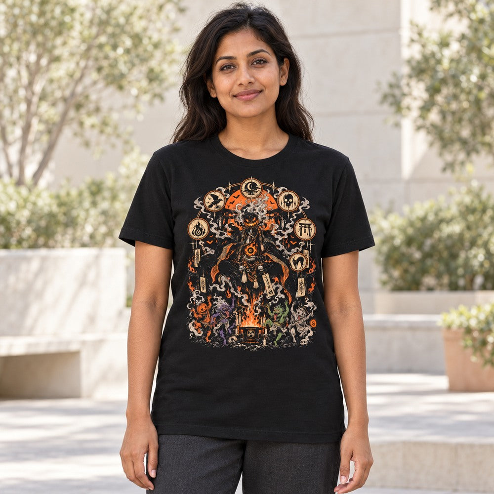 Female model wearing A Little Magic After Dark Monster T-Shirt in Black