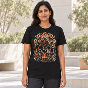 Female model wearing A Little Magic After Dark Monster T-Shirt in Black