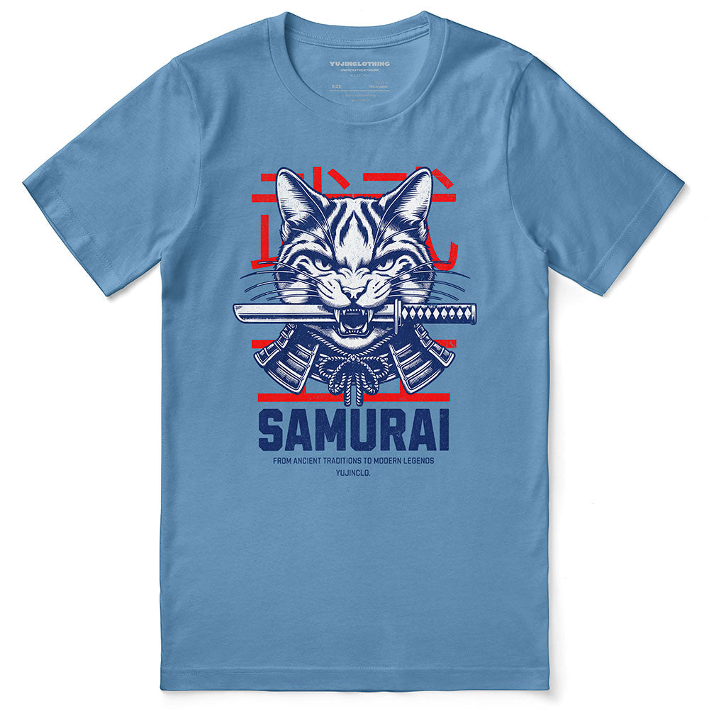 Samurai Cat T-Shirt | Yūjin Japanese Anime Streetwear Clothing