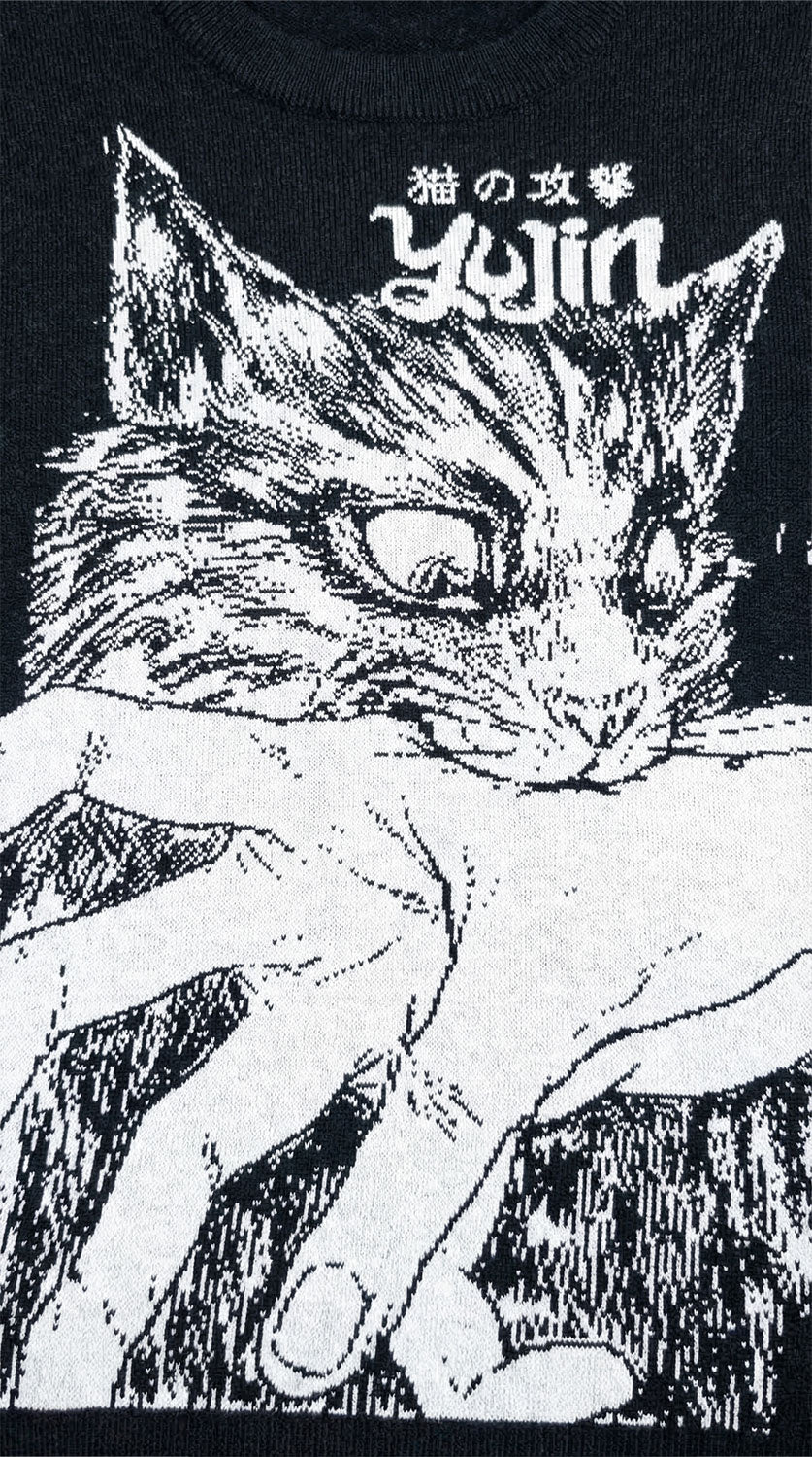 Sudden Bite Cat Knitted Sweatshirt