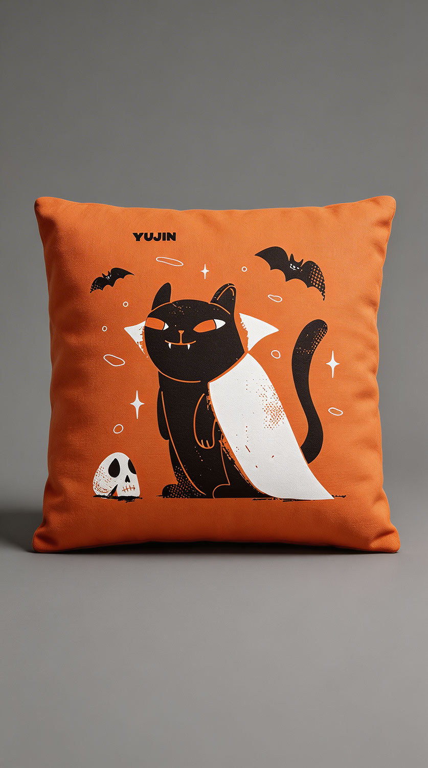 Night Cat Halloween Pillow