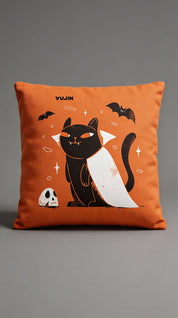 Night Cat Halloween Pillow