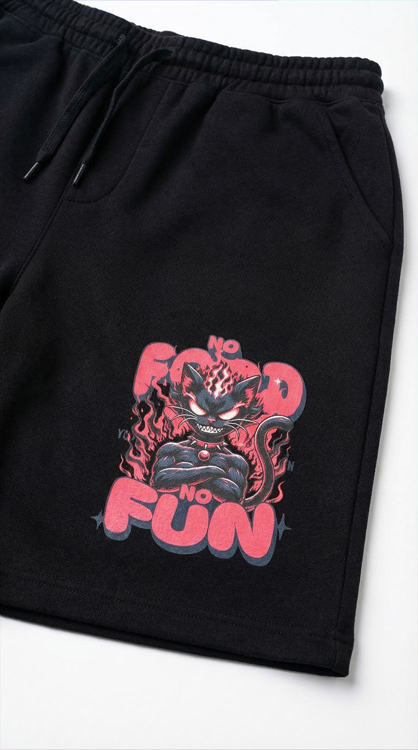 No Food No Fun Cat Shorts