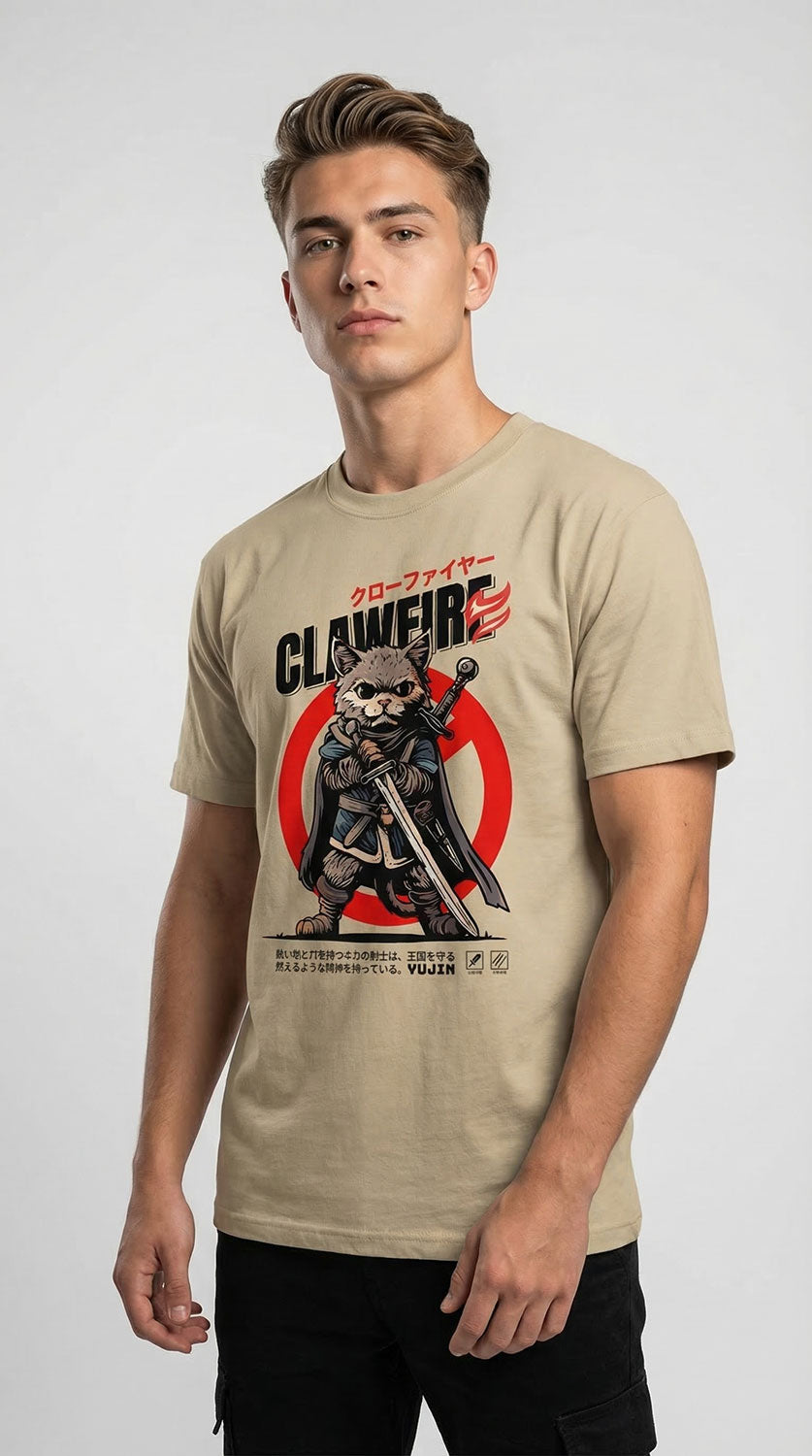 Clawfire Oversized Faded Cat T-Shirt