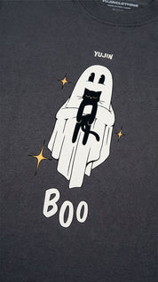 Boo! Cat Oversized Faded T-Shirt
