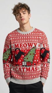 Meowy Catmas Cat Christmas Ugly Sweatshirt