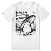 Bigger Plans Cat T-Shirt in White, full front flat lay