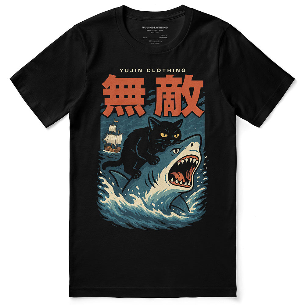 Shark Attack Cat T-Shirt | Yūjin Japanese Anime Streetwear Clothing