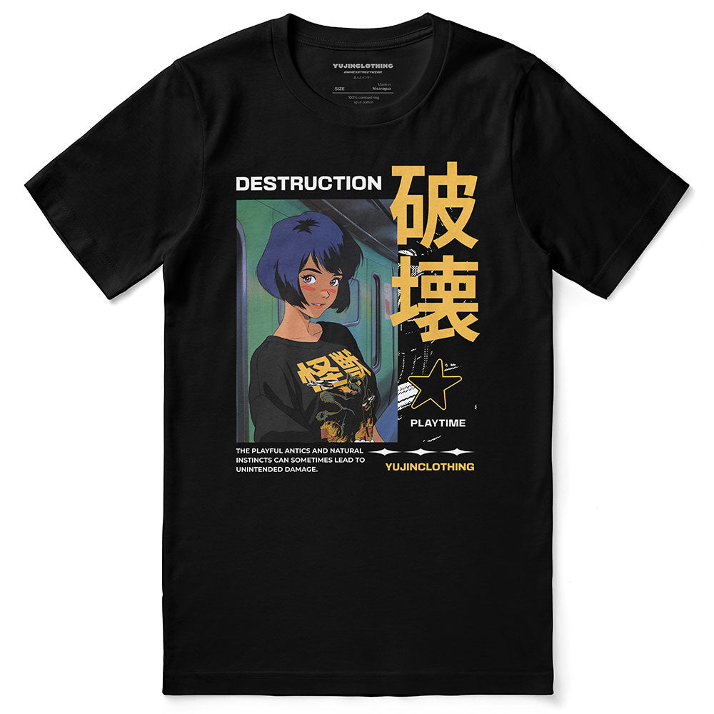 Cat Destroyer And Girl T-Shirt | Yūjin Japanese Anime Streetwear Clothing