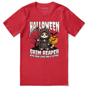 Grim Reaper Halloween Cat T-Shirt | Yūjin Japanese Anime Streetwear Clothing