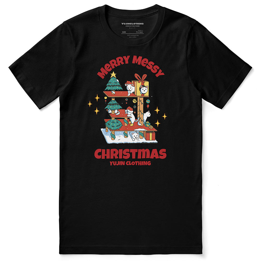 Messy Christmas Cat T-Shirt | Yūjin Japanese Anime Streetwear Clothing