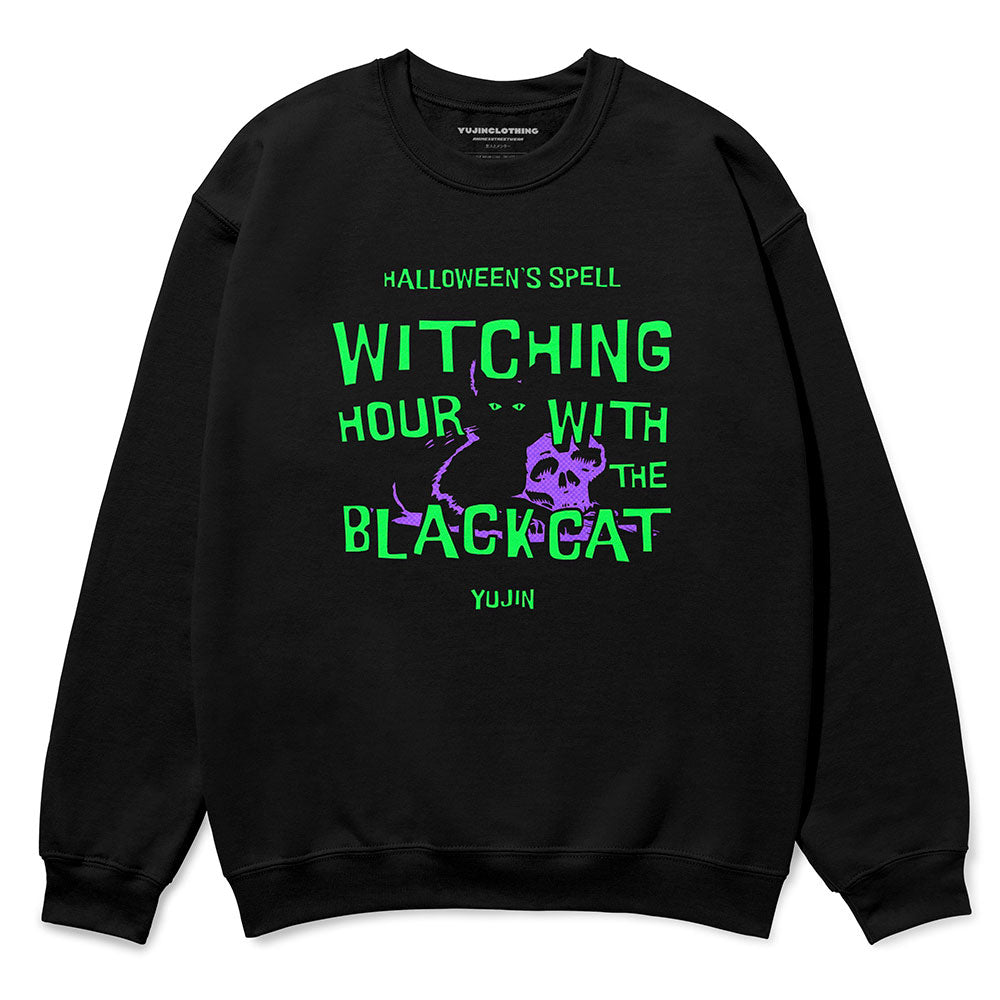 Black Cat Spell Sweatshirt  | Yūjin Japanese Anime Streetwear Clothing