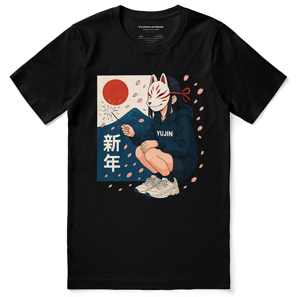 Kitsune Spark Sakura T-Shirt | Yūjin Japanese Anime Streetwear Clothing