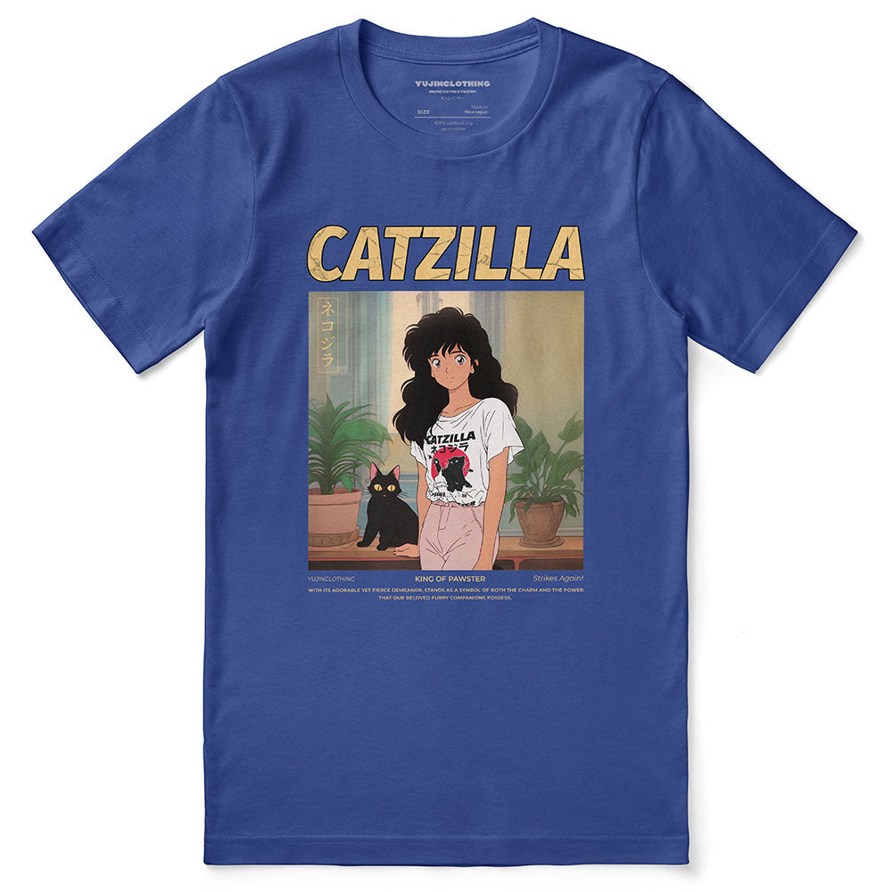 Catzilla And Girl T-Shirt | Yūjin Japanese Anime Streetwear Clothing
