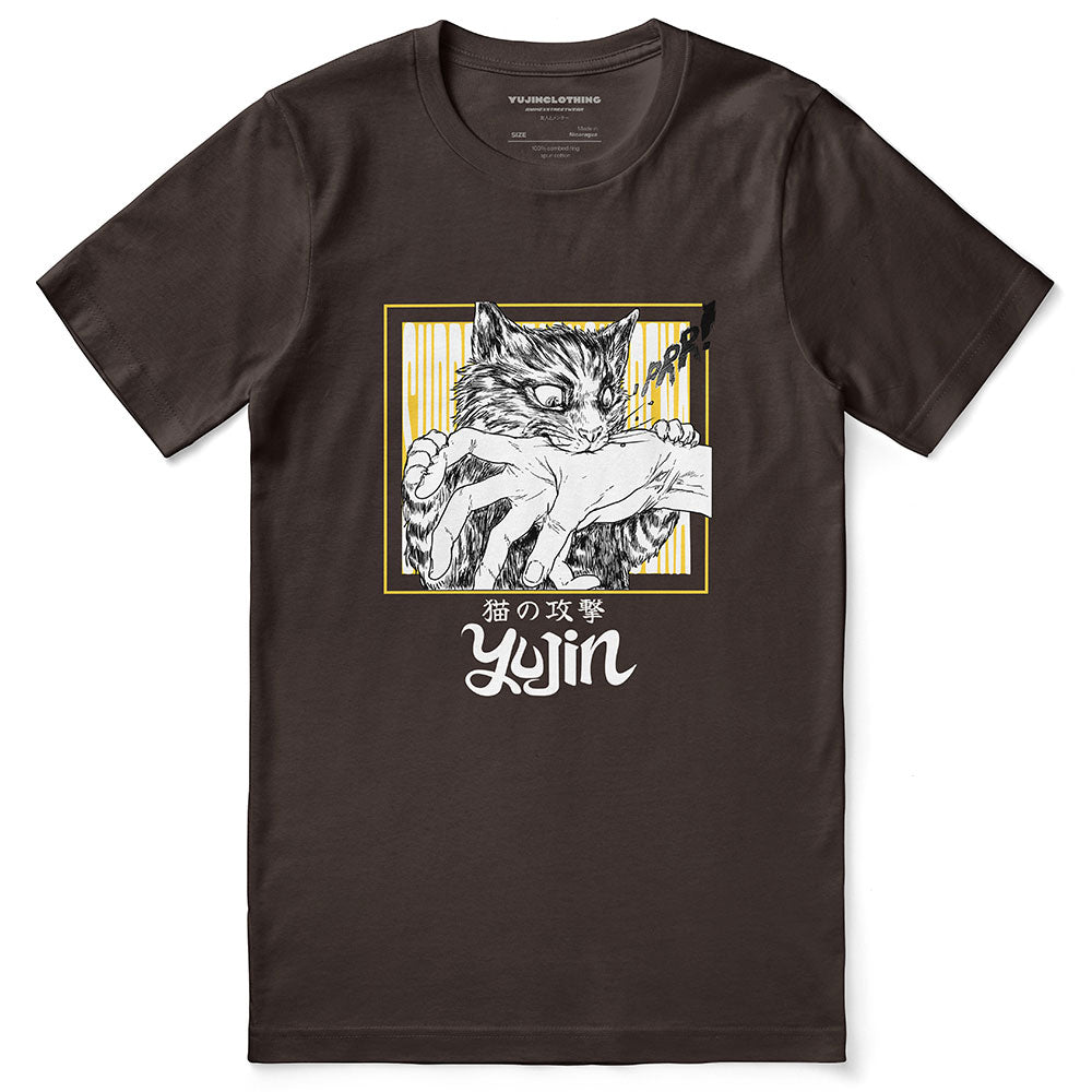 Sudden Bite Cat T-Shirt | Yūjin Japanese Anime Streetwear Clothing