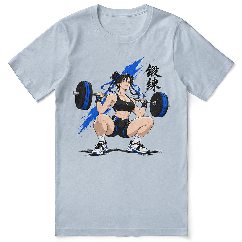 Built One Rep at a Time Fitness T-Shirt — Light Blue flat lay