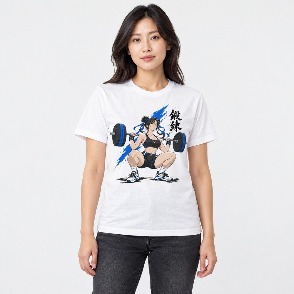 Built One Rep at a Time Fitness T-Shirt — White female lifestyle