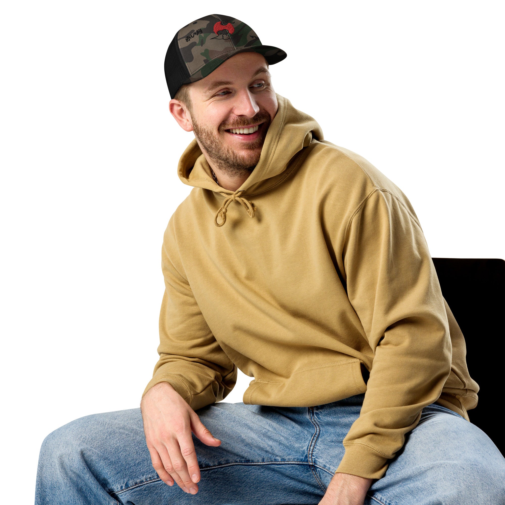 Red Moon Camouflage Trucker Hat  | Yūjin Japanese Anime Streetwear Clothing