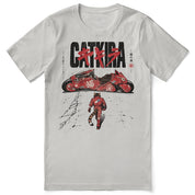 Catkira Nine Lives One Road Cat T-Shirt — Silver flat lay