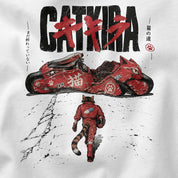 Catkira Nine Lives One Road Cat T-Shirt — White PSD closeup