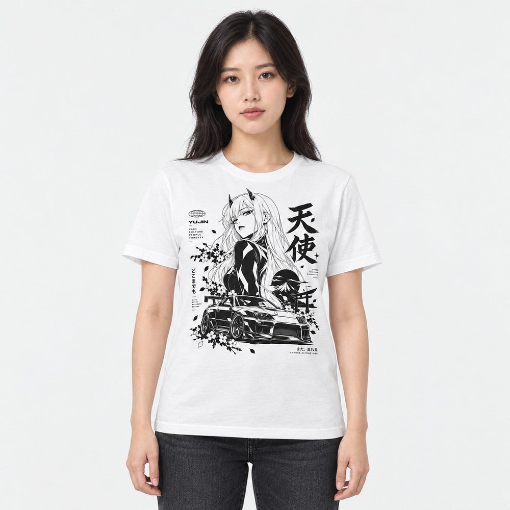 Celestial Driver Car T-Shirt — approved female studio mockup