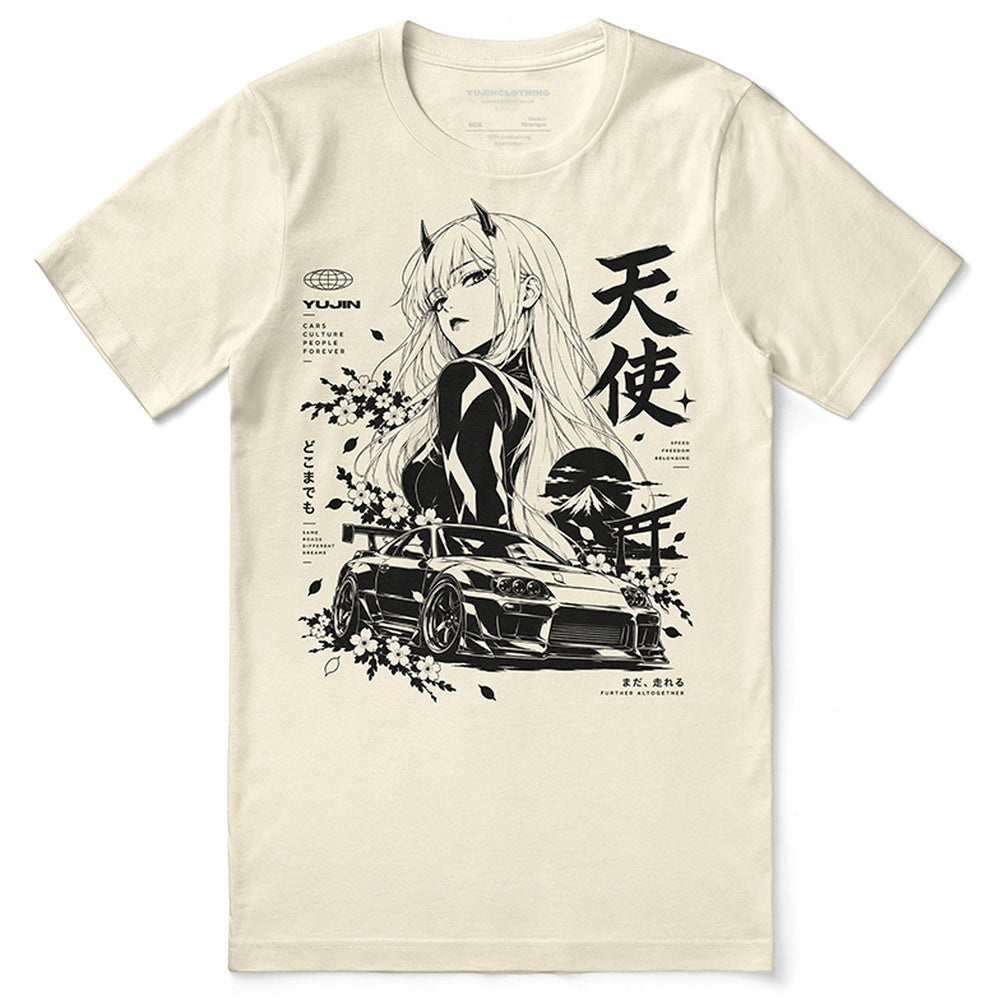 Celestial Driver Car T-Shirt in natural — Printful-calibrated front flatlay