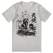 Celestial Driver Car T-Shirt in silver — Printful-calibrated front flatlay