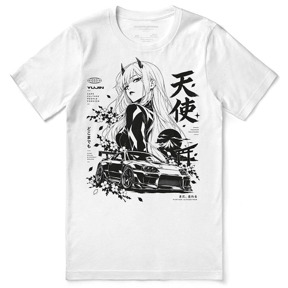 Celestial Driver Car T-Shirt in white — Printful-calibrated front flatlay