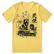 Celestial Driver Car T-Shirt in yellow — Printful-calibrated front flatlay