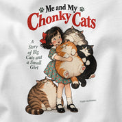 Close-up of Chonky Cuddles Cat T-Shirt artwork on White