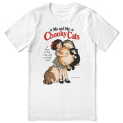Chonky Cuddles Cat T-Shirt in White - front flat lay