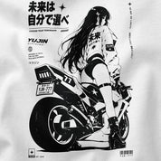 Choose Tomorrow Motorcycle T-Shirt — print detail