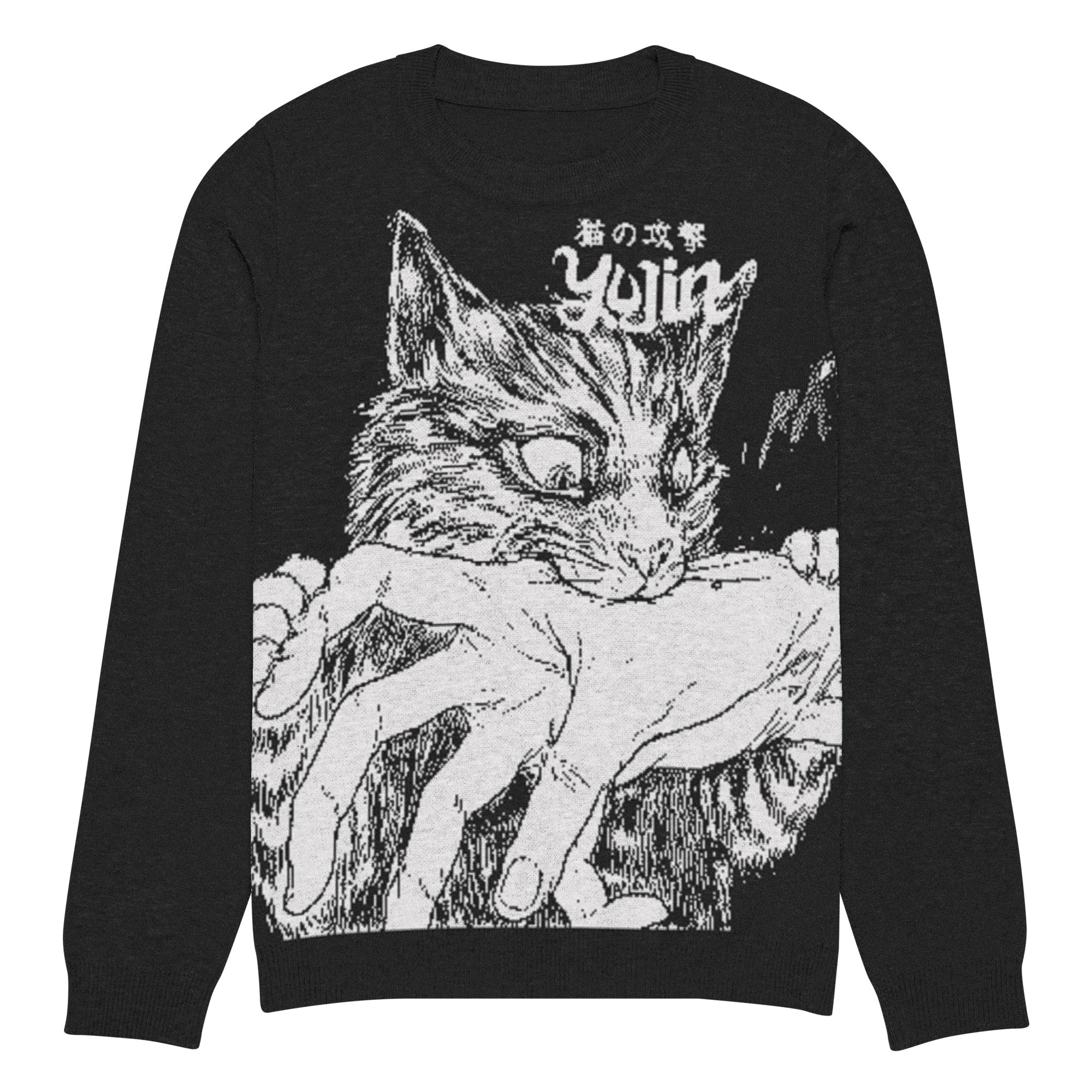 Sudden Bite Cat Knitted Sweatshirt | Yūjin Japanese Anime Streetwear Clothing