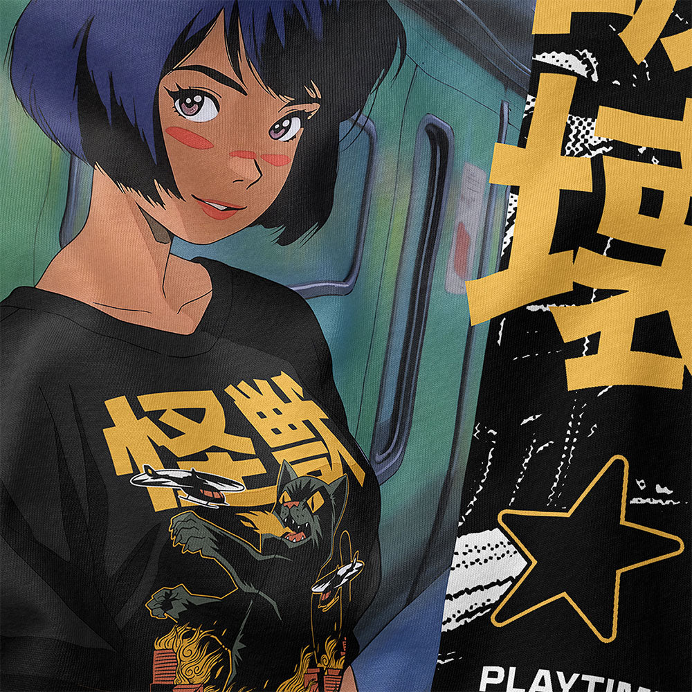 Cat Destroyer And Girl T-Shirt | Yūjin Japanese Anime Streetwear Clothing